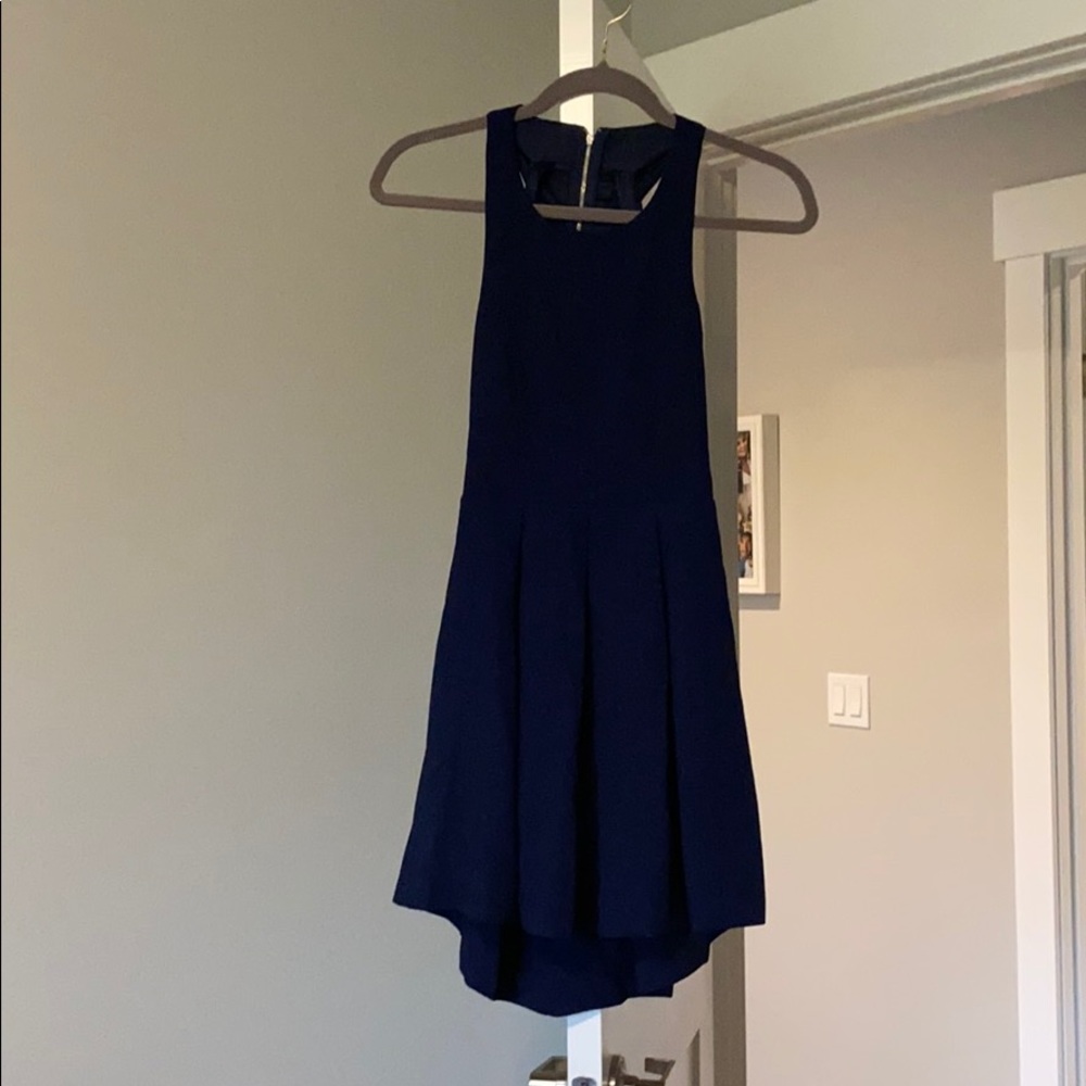 Navy open back dress